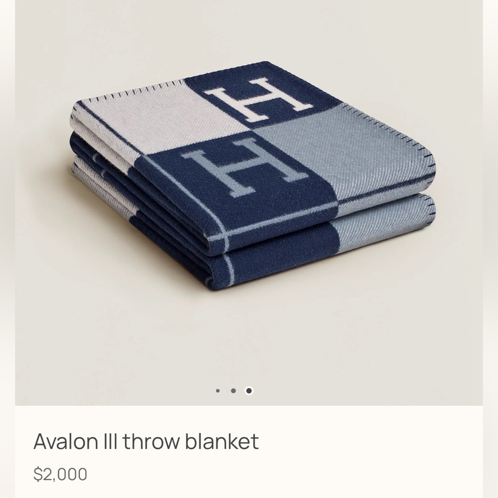 Authentic Hermes Avalon III Blanket Navy Blue Grey